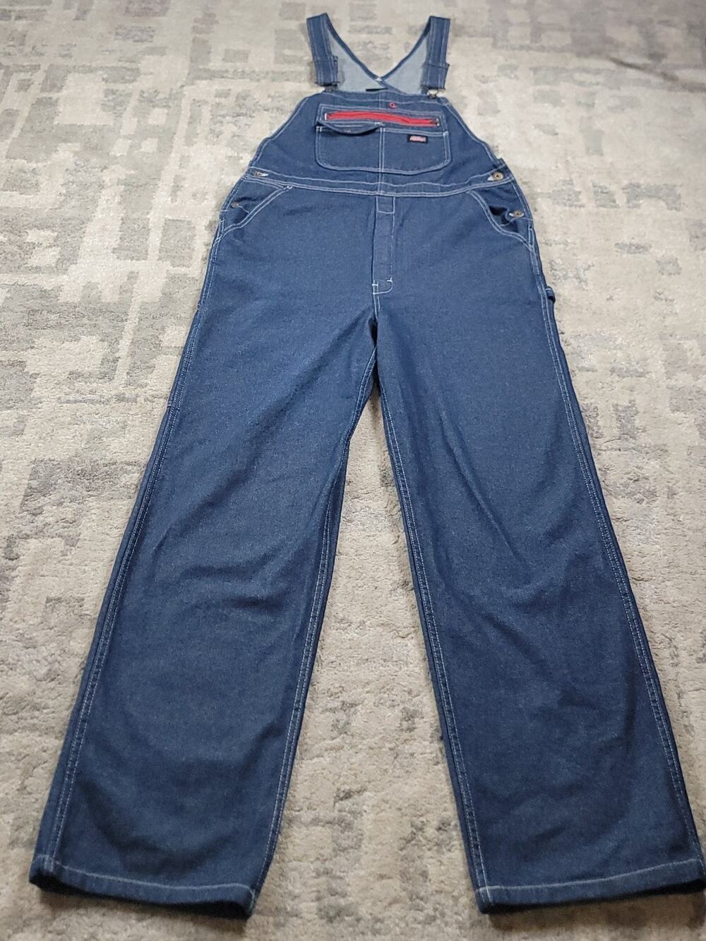 Dickies Genuine Overalls Men's Blue Denim Carpenter Workwear Jeans Sz 42x31.5